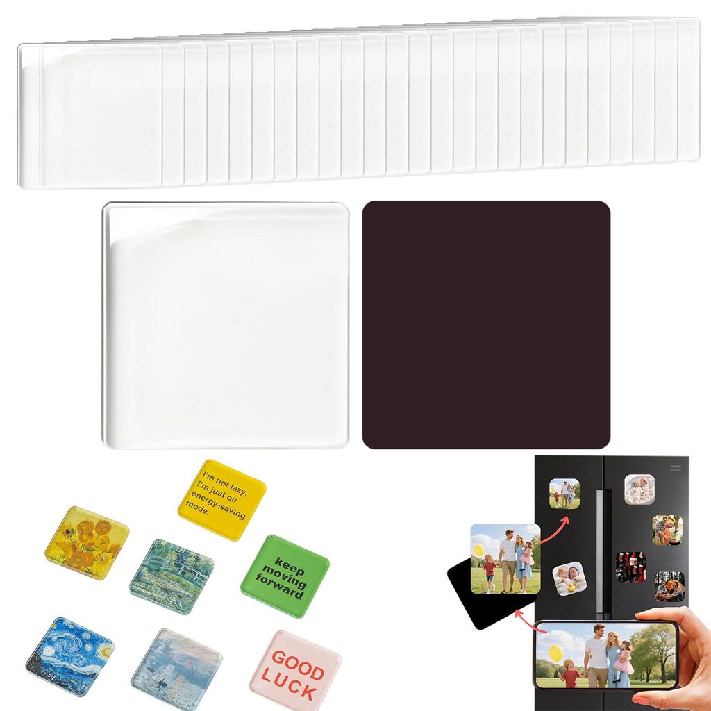 25 Stück Sublimation Magnet Rohlinge, DIY Fotomagnete, Transparente Acryl Kühlschrankmagnete