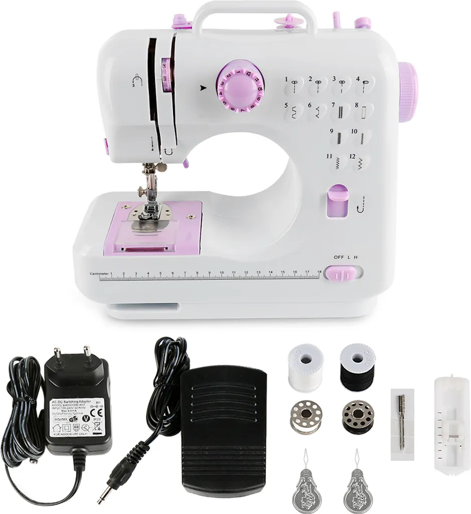 Machine à coudre électrique WYCTIN Portable 12 points double fil blanc