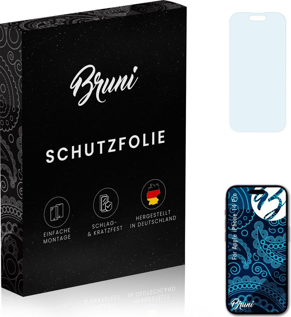 Bruni Basics-Clear 2x Schutzfolie kompatibel mit Apple iPhone 14 Pro Folie