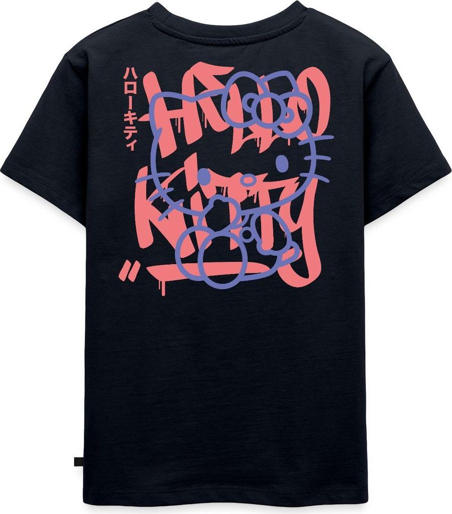Spreadshirt Hello Kitty Mit Schriftzug Graffiti Stil Kinder Premium T-Shirt, 110/116 (4 Jahre), Navy