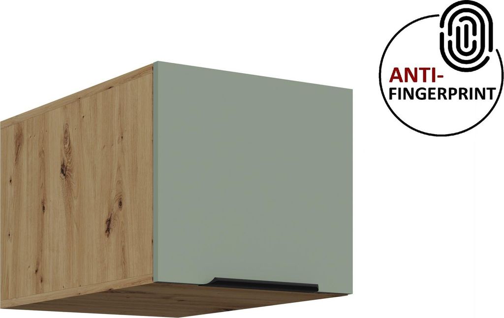 Küchen Aufsatzschrank 40 cm ARIA Aquamarin ultra matt + Eiche Artisan matt, hochwertige Fronten mit Anti Fingerprint Beschichtung Küchenzeile Kü...