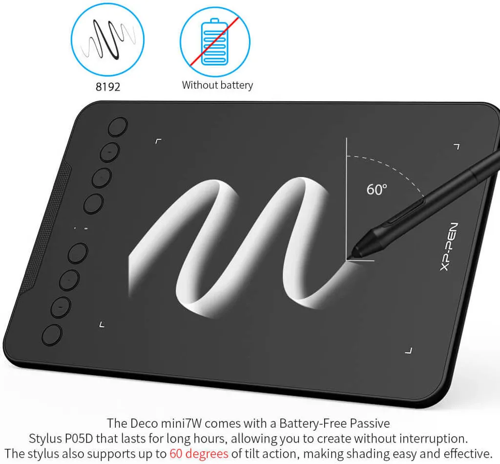 Tablette à Dessin Sans Fil Deco Mini 7W XPPen pour PC et Android