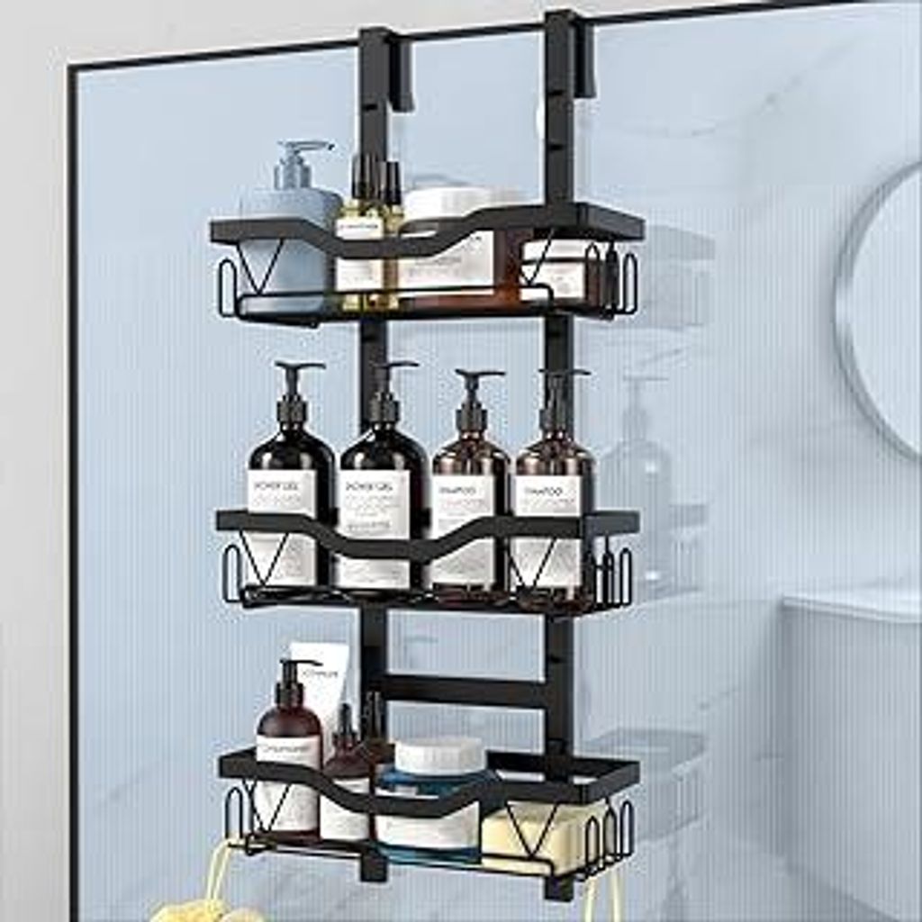 Duschablage zum Hängen, Duschregal Ohne Bohren für Duschwand, Shampoo Duschgel Halterung für Dusche (Schwarz - 3 Schichten)
