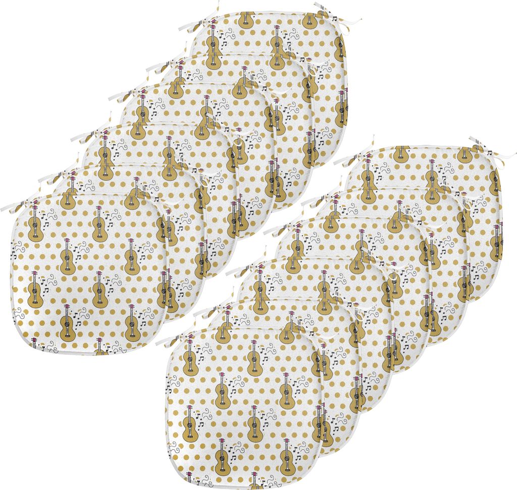 ABAKUHAUS Gitarre Polster für Esszimmerstühle, Retro handgezeichneten Stil, Dekoratives wasserfestes Kissen mit Riemen für Küchensitze, 40 cm x...