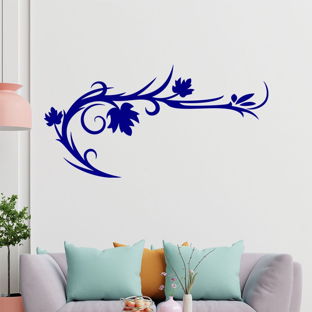 Blätter - Linien Wandtattoo in 6 Größen - Wandaufkleber Wall Sticker - Dekoration, Küche, Wohnzimmer, Schlafzimmer, Badezimmer