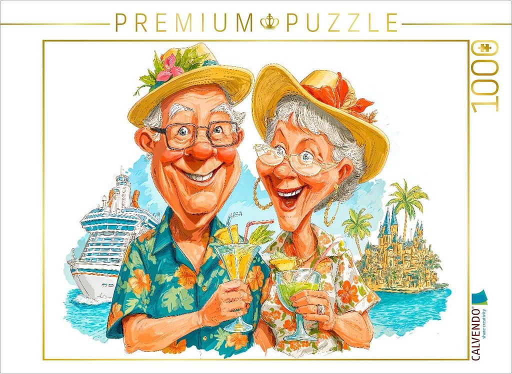 CALVENDO Puzzle Fröhliche Rentner auf Kreuzfahrt im Ruhestand | 1000 Teile Lege-Größe 64x48cm Foto-Puzzle für glückliche Stunden