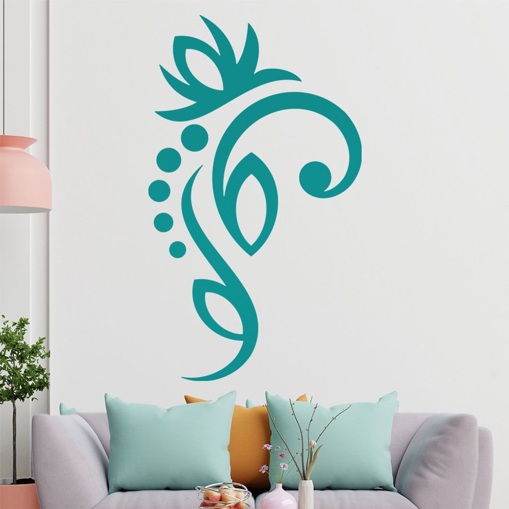 Blume - Linien Punkte Wandtattoo in 6 Größen - Wandaufkleber Wall Sticker - Dekoration, Küche, Wohnzimmer, Schlafzimmer, Badezimmer