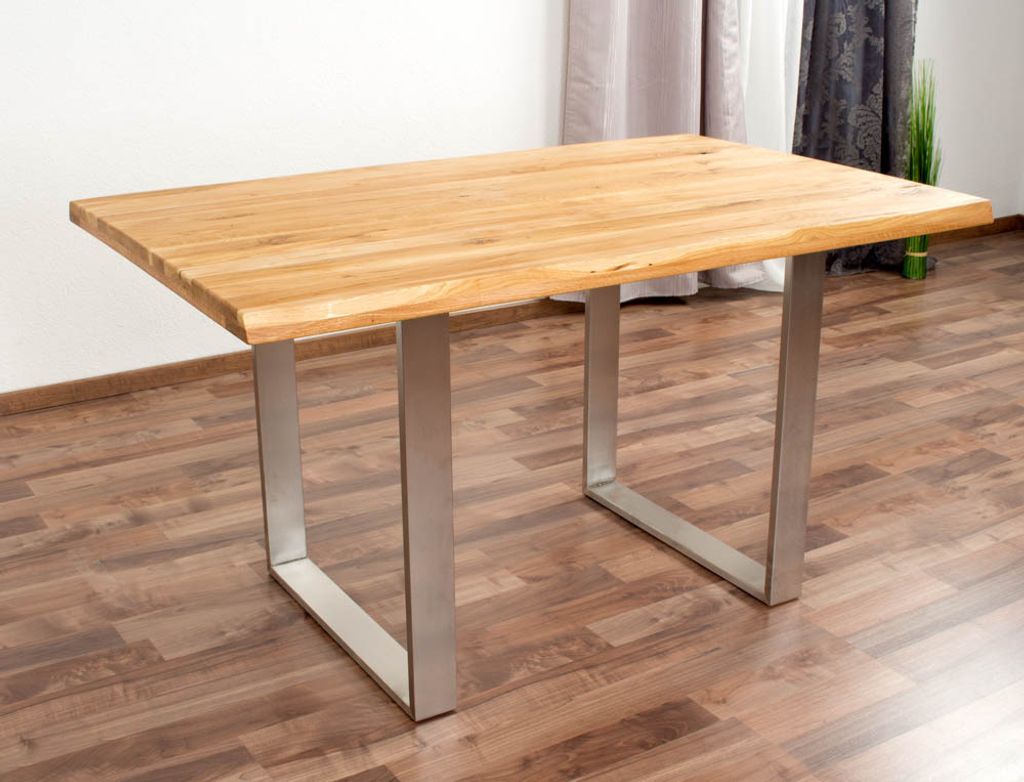 Esstisch Wooden Nature 412 Eiche massiv geölt, Tischplatte rustikal - 140 x 90 cm (B x T)