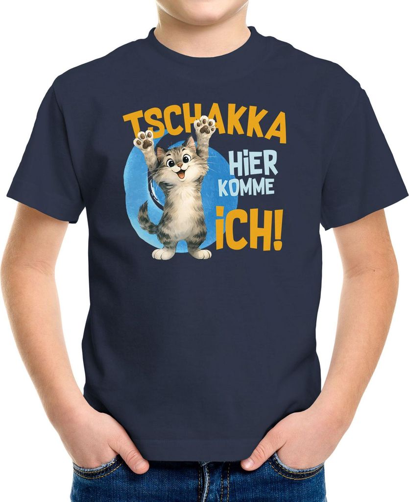 Kinder T-Shirt Tschakka Hier komme ich Lustige Comic Tiermotiv-Shirts für Jungen Geschenk Kindergeburtstag Moonworks