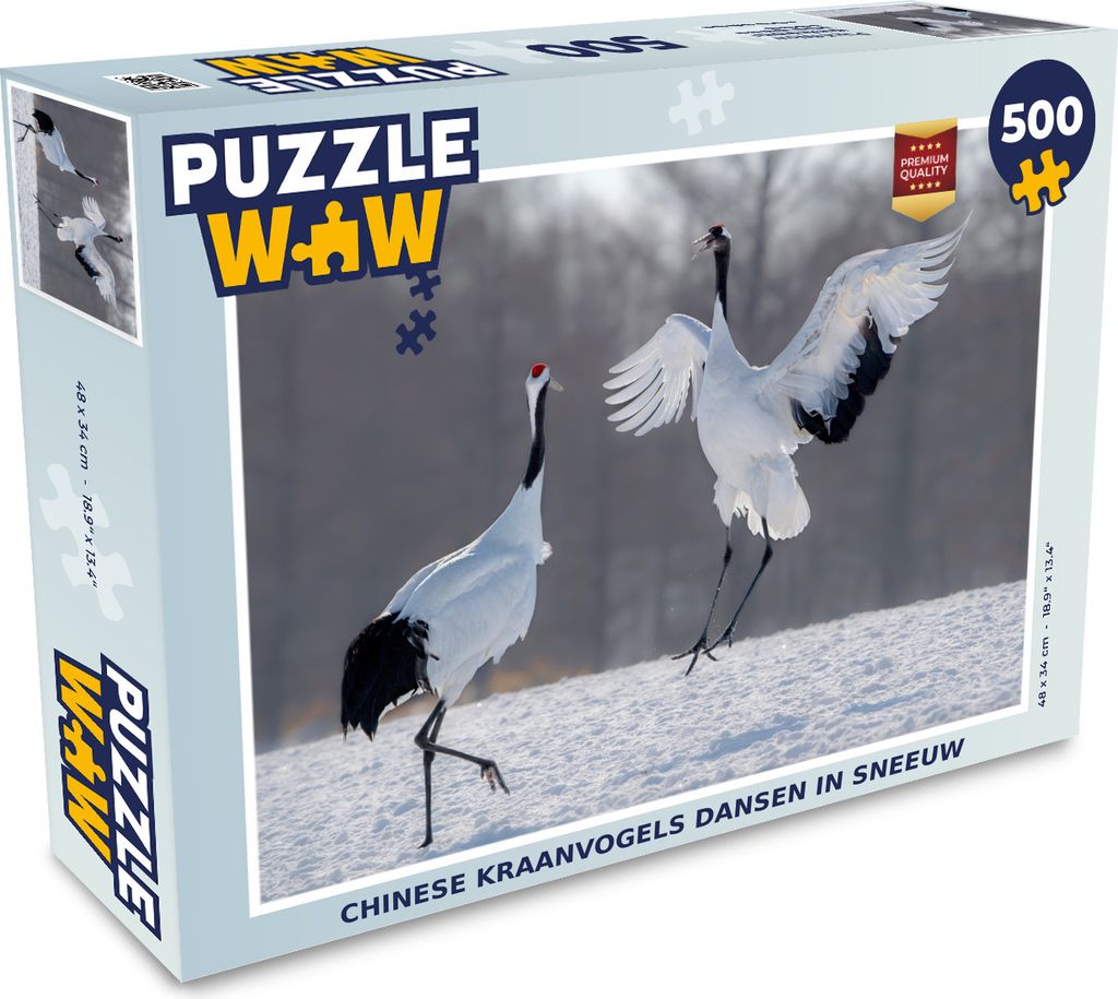 MuchoWow Puzzle 500 Teile Kranich - Vögel - Schnee - 500 Teile - Kinder - Selberbauen - Puzzlespiele