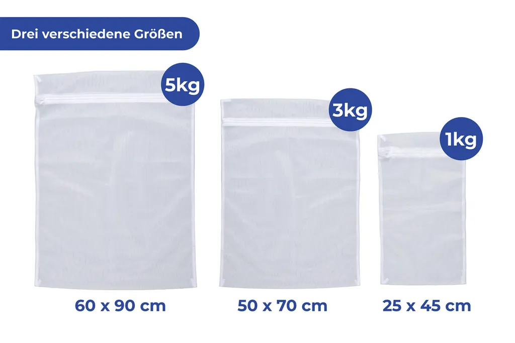 Filets à linge set de 3 pièces avec fermeture éclair et maille durable