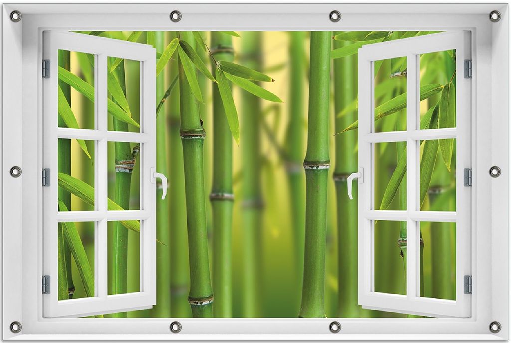 Wallario Outdoor-Poster für Garten oder Balkon 80 x 120 cm: Grüner Bambuswald