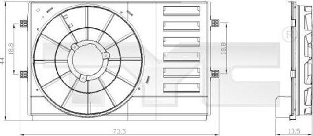 TYC 837-0034-1 Lüfterträger OE 6R0121207C kompatibel mit Ibiza, Fabia, Roomster, Polo 6R