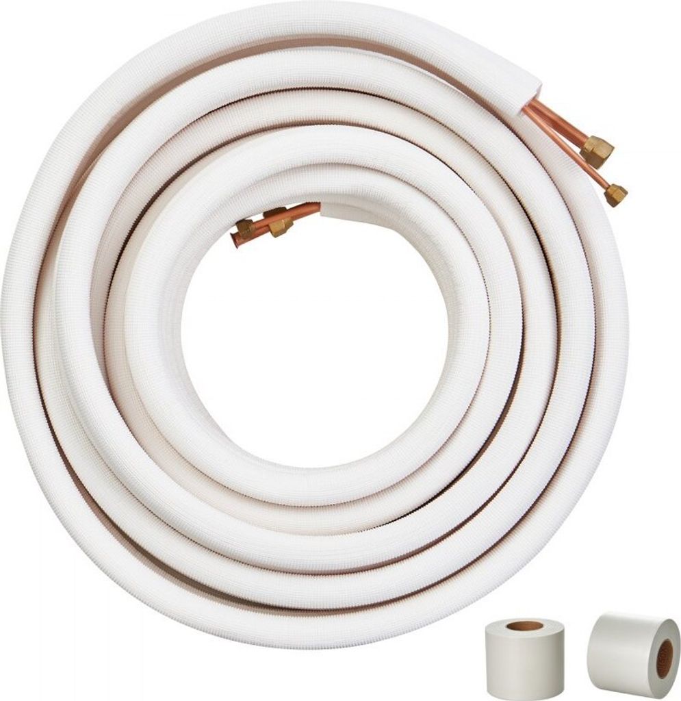 50FT - Mini-Split-Leitungsset mit Kupferrohren - 1/4 Zoll und 1/2 Zoll Außendurchmesser - dreischichtige Isolierung - für Mini-Split-Klimaanlagen...