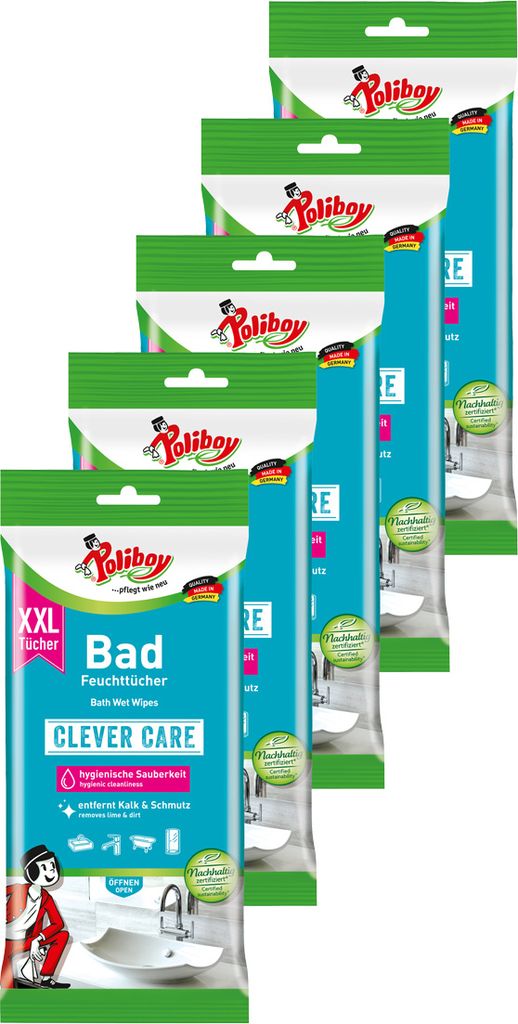 Poliboy Bad Reinigungstücher 5er Set - 120 Stück, Inhalt 24 Produktbild 