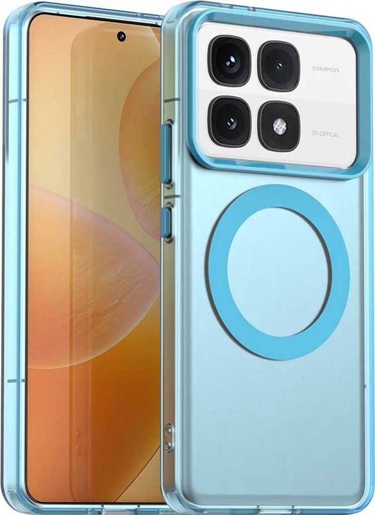 Magnetisch Hülle für Xiaomi Redmi K70 Ultra, Schlank Durchscheinend Matt Stoßfest Handyhülle Blau