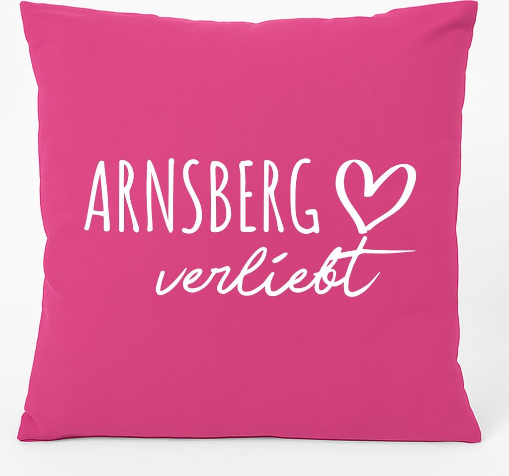 Huuraa Kissen Arnsberg verliebt 40x40cm mit Füllung Fuchsia Baumwolle Dekokissen Geschenkidee