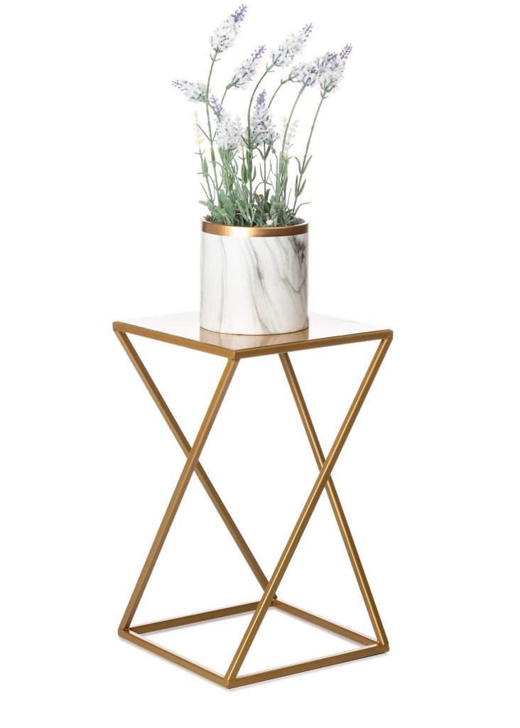 HowHomely Modern Pflanzenständer, Blumenhocker aus Metall Gold 40 cm Höhe - Blumenständer für das Haus