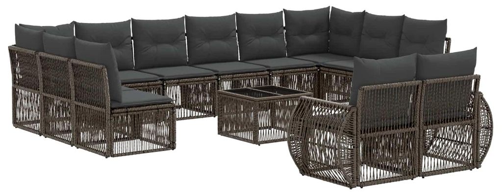 Gartensofa-set 13 pcs Grau und Dunkelgrau Poly-Rattan