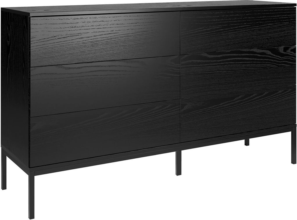 BETTSO Breite Kommode mit 6 Schubladen INDURO schwarz für das Schlafzimmer