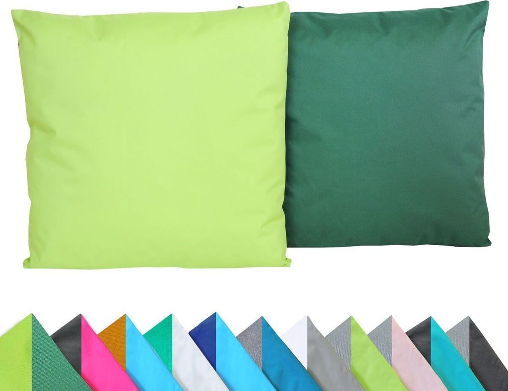JACK 2er Set Wende Outdoor Kissenhülle Kissenbezug 2-farbig 45x45cm Wasserfest Lounge Kissen Garten Stuhl Lotus Effekt, Farbe:Dunkelgrün - Grün