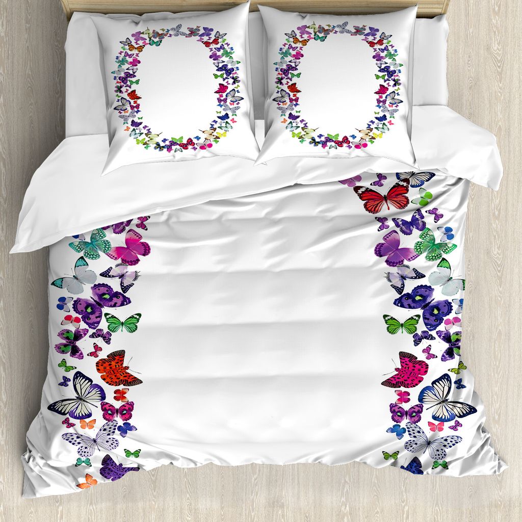 ABAKUHAUS Buchstabe O Bettbezug, ABC of Summer Nature, Milbensicher Allergiker geeignet mit Kissenbezügen, 200 cm x 200 cm - 80 x 80 cm, Mehrfarbig