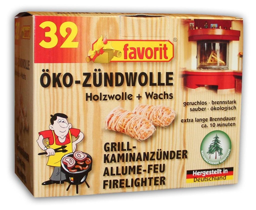 Favorit Ãko-Zündwolle Anzünder, Ofenanzünder 32 Stück Image du produit 