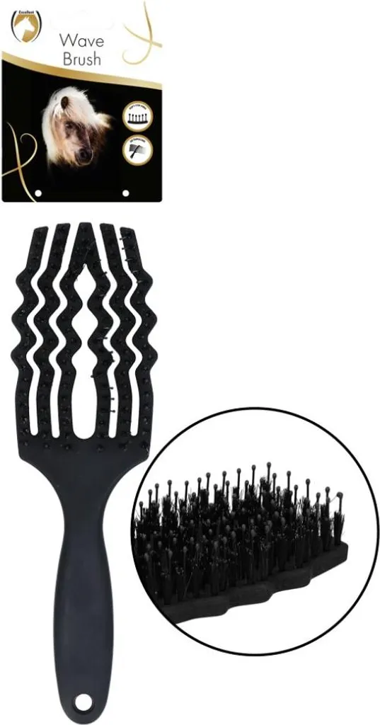 Brosse Anti-Frisottis Noir Excellent Horse - Fini les Waves Mal Définies