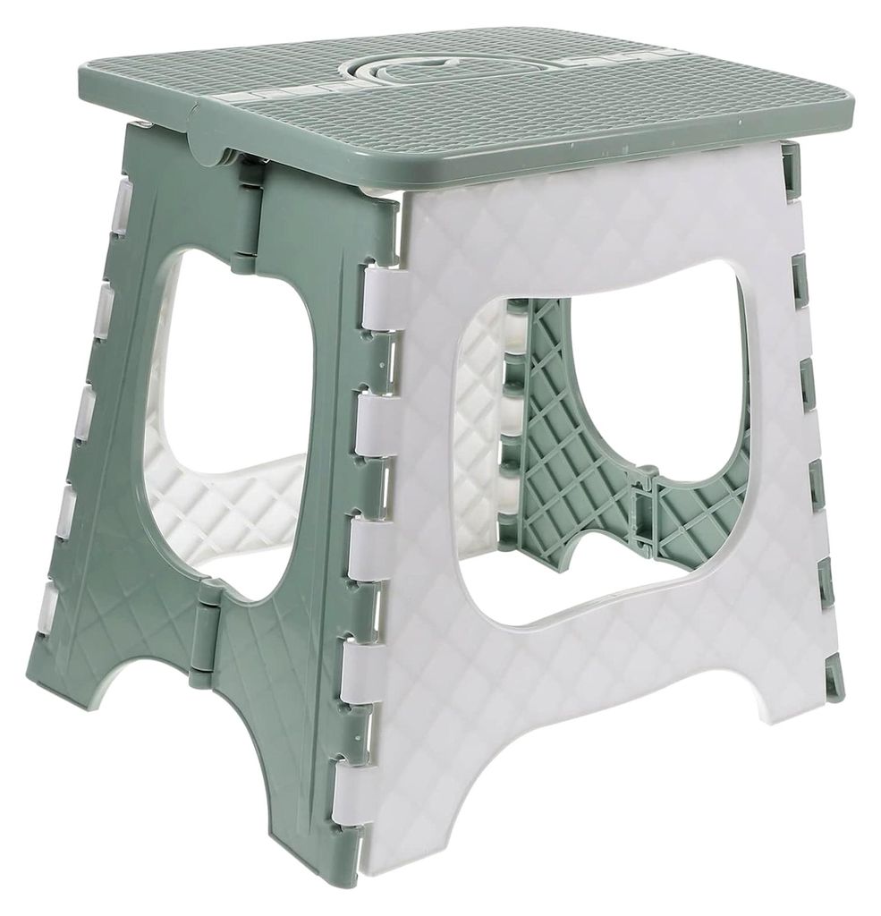 Klappstuhl aus Kunststoff in Grün für Outdoor-Aktivitäten, Reisen, Camping, Wandern und Garten, rutschfeste Füße, platzsparend und leicht zu v...