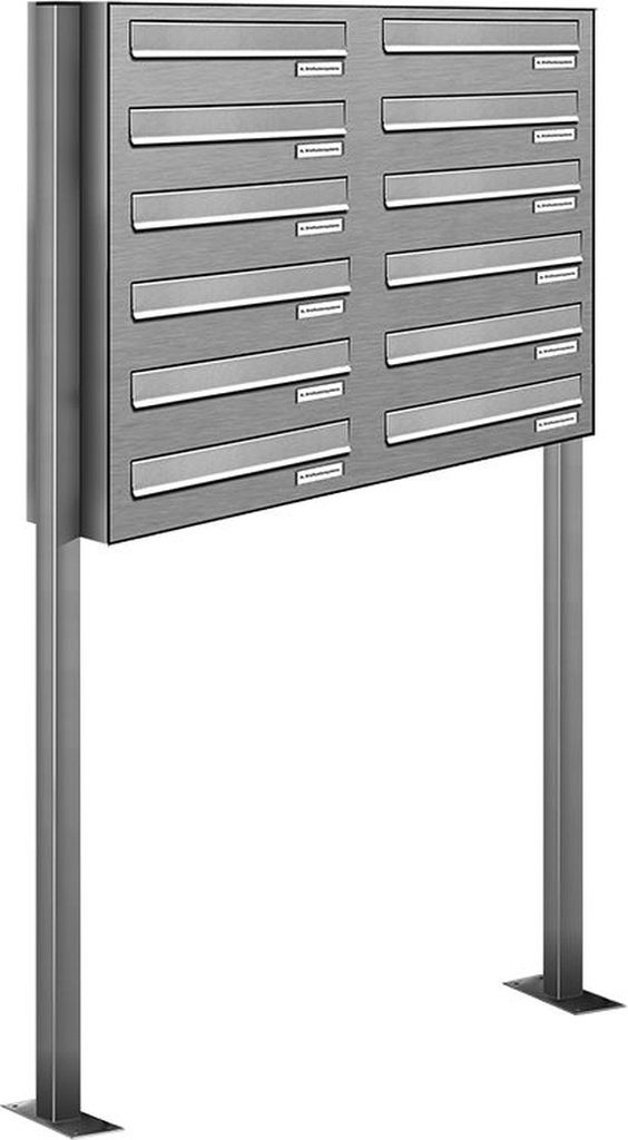 12er V2A Edelstahl Standbriefkasten Freistehend Durchwurfanlage