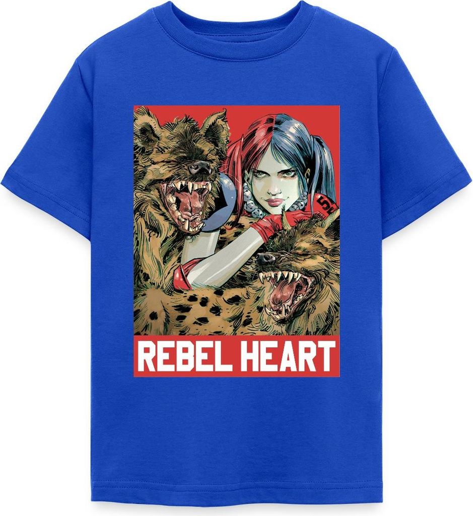 Spreadshirt Harley Quinn Rebel Heart Teenager T-Shirt, 134/146 (9-11 Jahre), Royalblau