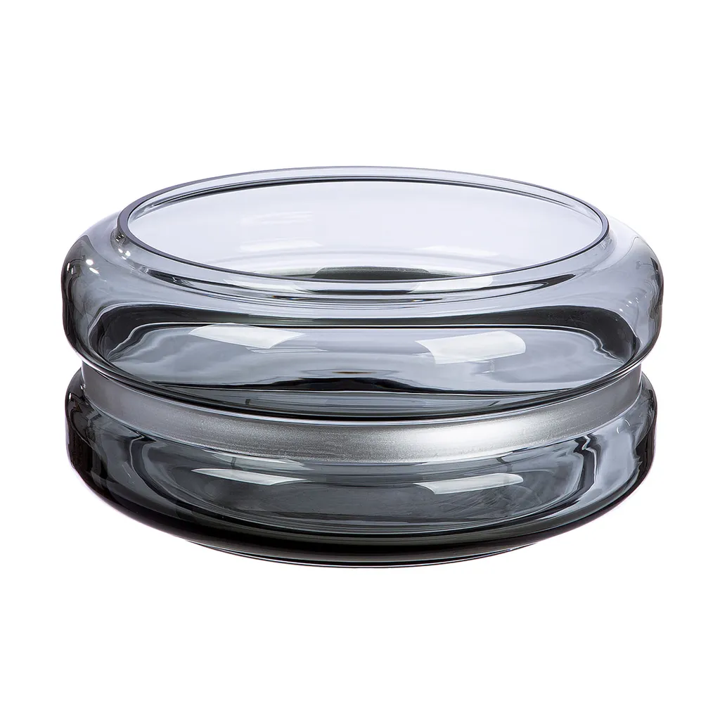 Vase Boule en Verre Gris Design Opti - Centre de Table Rond Gilde 53264