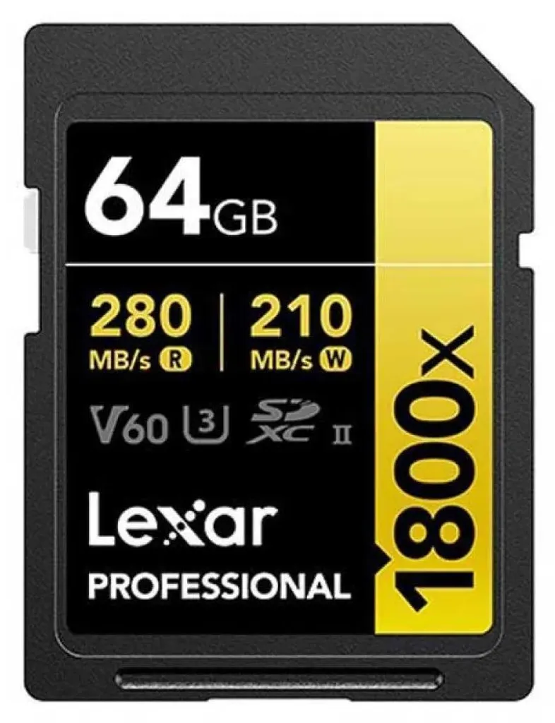 Lexar 1800X Pro SDXC 64 Go - Débit 270 Mo/s UHS-II pour Vidéo 4K et RAW