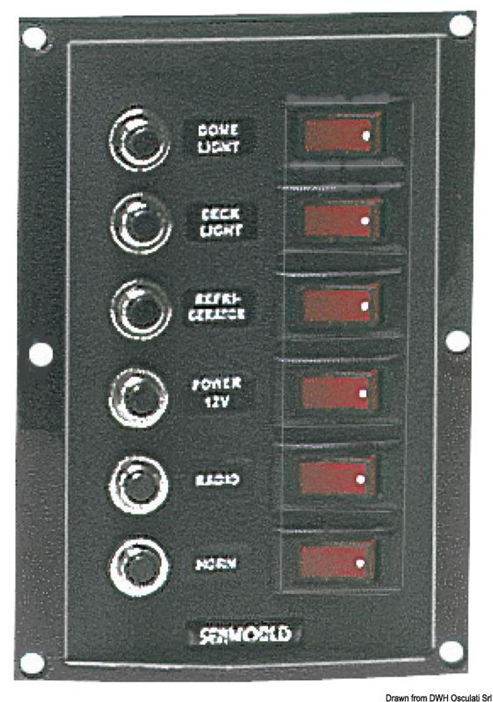 Schalttafel, vertikal 6 Schalter 6 Sicherungen , 1 Stück