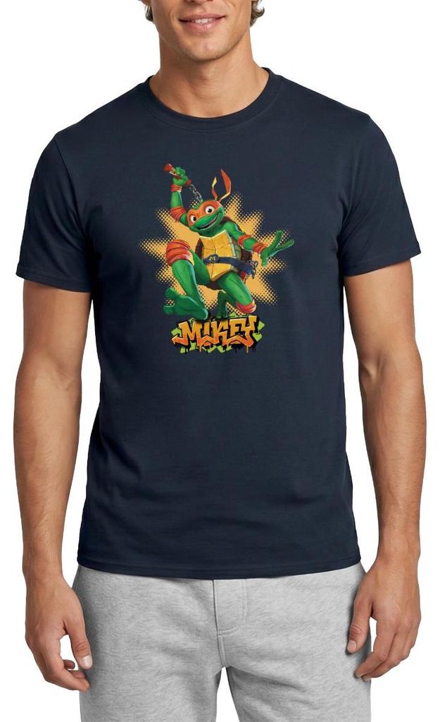 Spreadshirt TMNT Mutant Mayhem Turtle Mikey Männer T-Shirt, XL, Navy