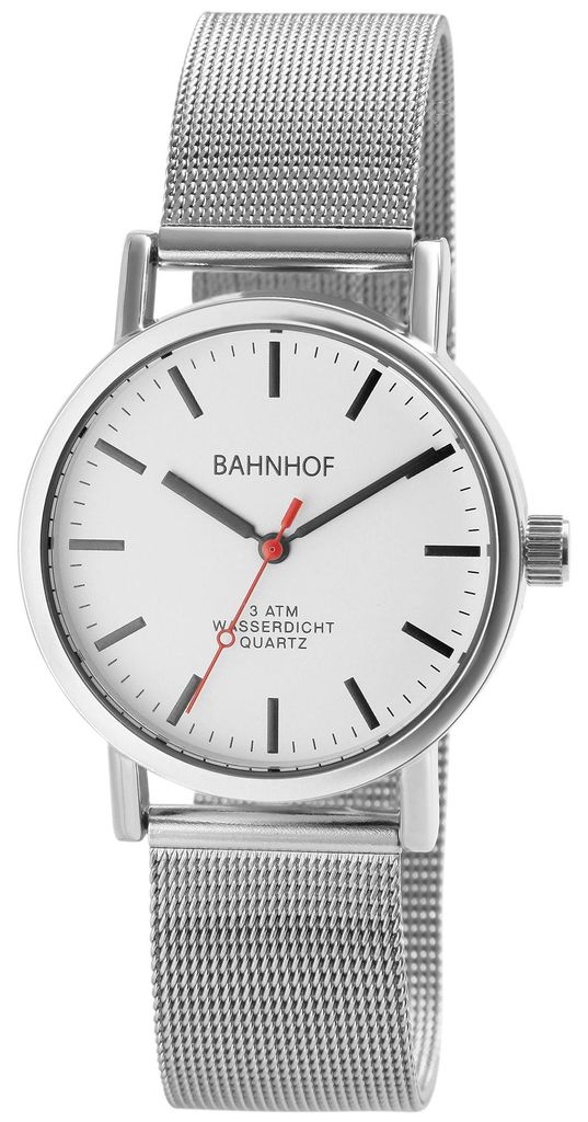 Bahnhof Uni Armbanduhr  silberfarbig, 3 ATM Produktbild 