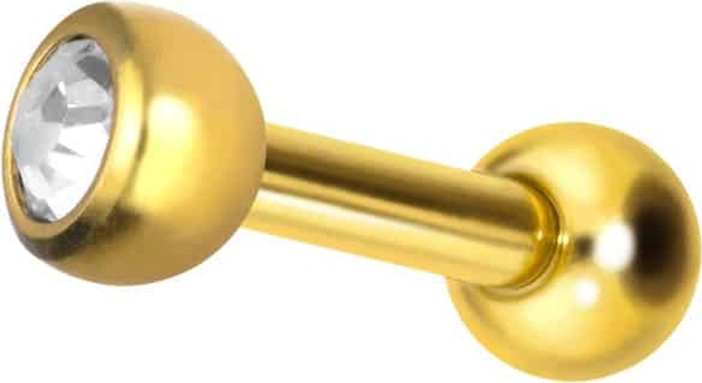 Ohrpiercing Titan Ohrpiercing mit Innengewinde KRISTALL Gold Stablänge: 8mm | Kugelgröße: 3mm