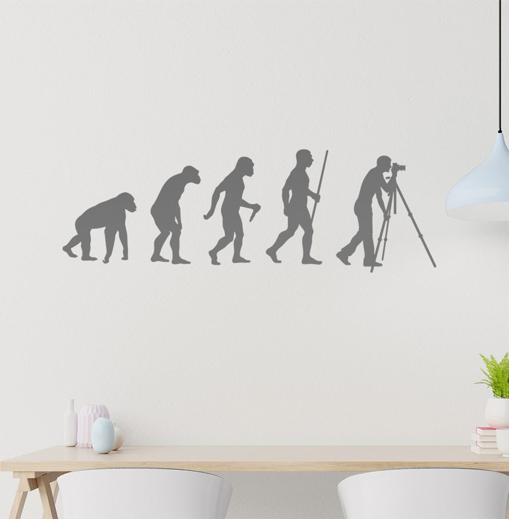 Fotograf Fotografie Evolution Wandtattoo Wandaufkleber Wall Sticker - Dekoration, Küche, Wohnzimmer, Schlafzimmer, Badezimmer