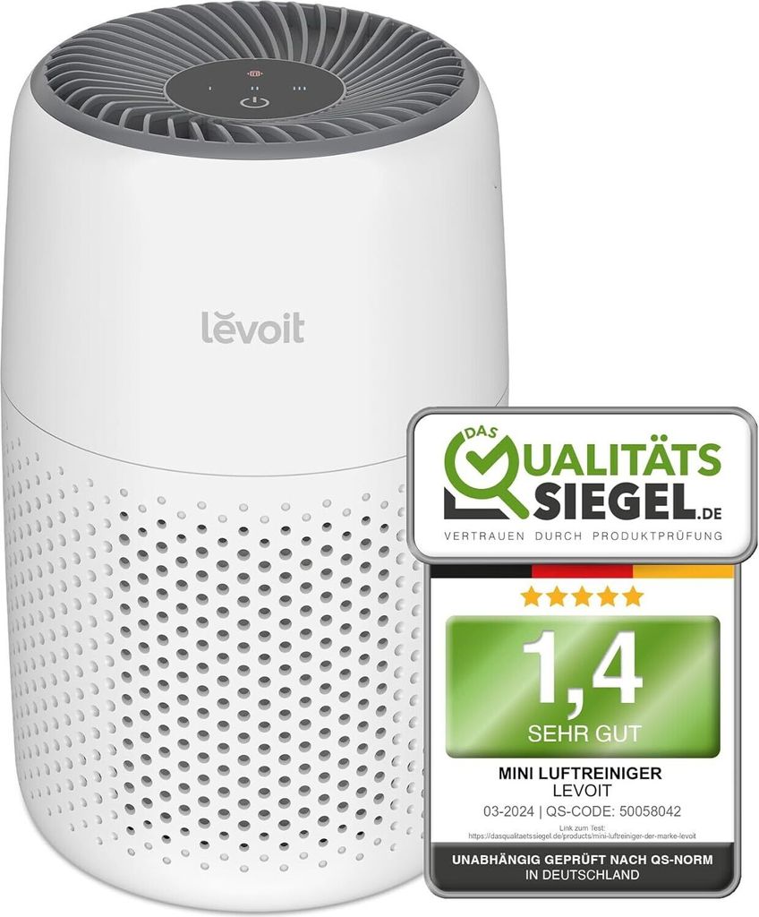 Luftreiniger Allergiker mit Aromatherapie, HEPA Luftfilter gegen Schimmel, Staub und Tierhaare bis zu 0,3 μm für Schlafzimmer, 7 Watt Energiesparend