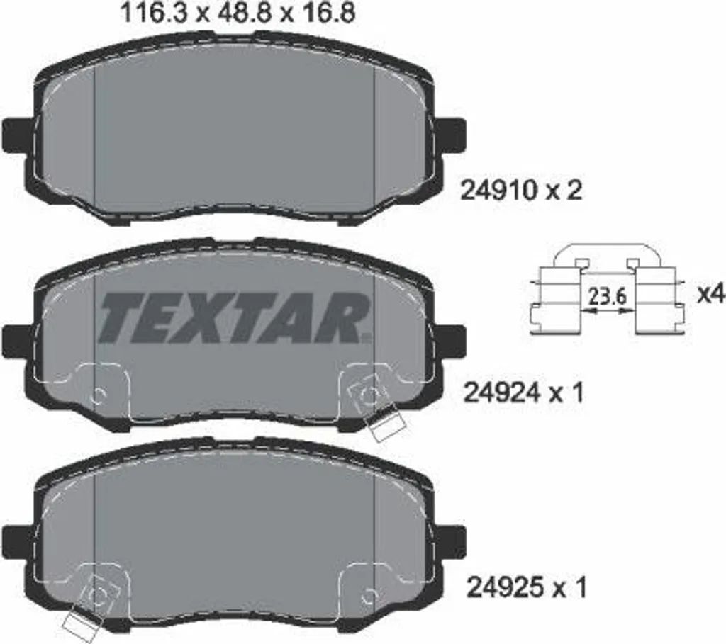 Jeu de plaquettes de frein TEXTAR 2491001 compatible Hyundai i20 (581010XA00)