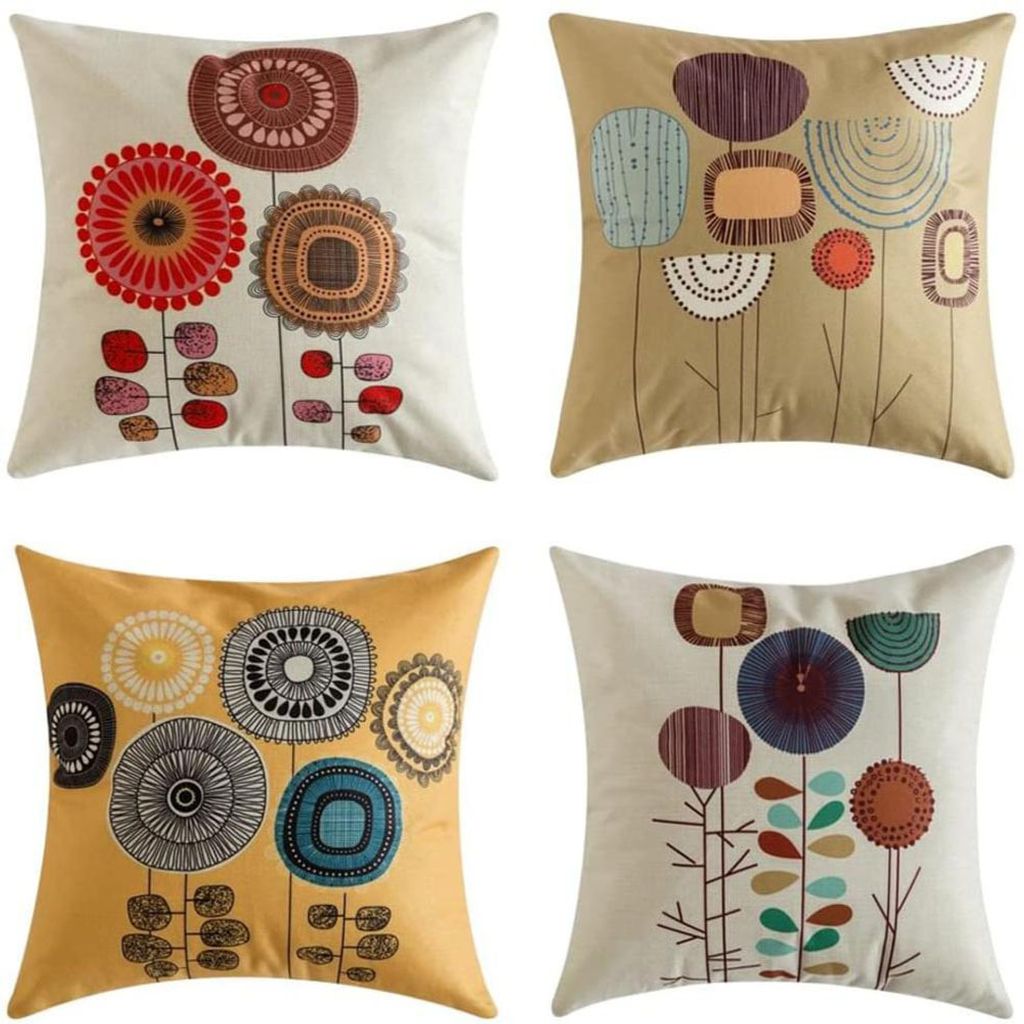 4er-Set Baumwolle Leinen Kissenbezug Auto Kissenbezüge Kissenhülle Dekorativ Set Kissen Fall für Sofa Schlafzimmer, 45 x 45 cm