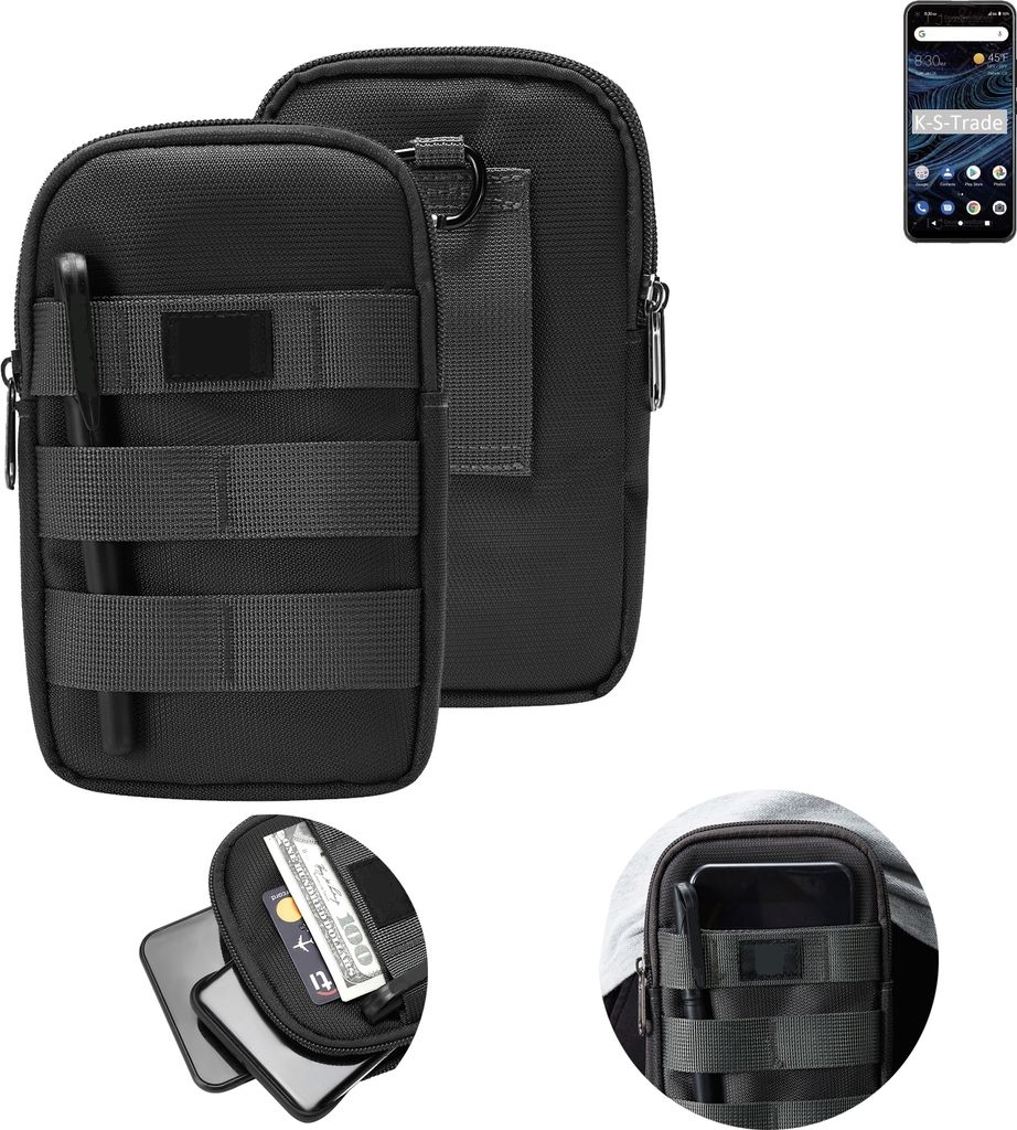 K-S-Trade Holster Gürtel Tasche kompatibel mit ZTE Blade X1 Handy Tasche Schutz Hülle dunkel-grau viele Fächer, 1x