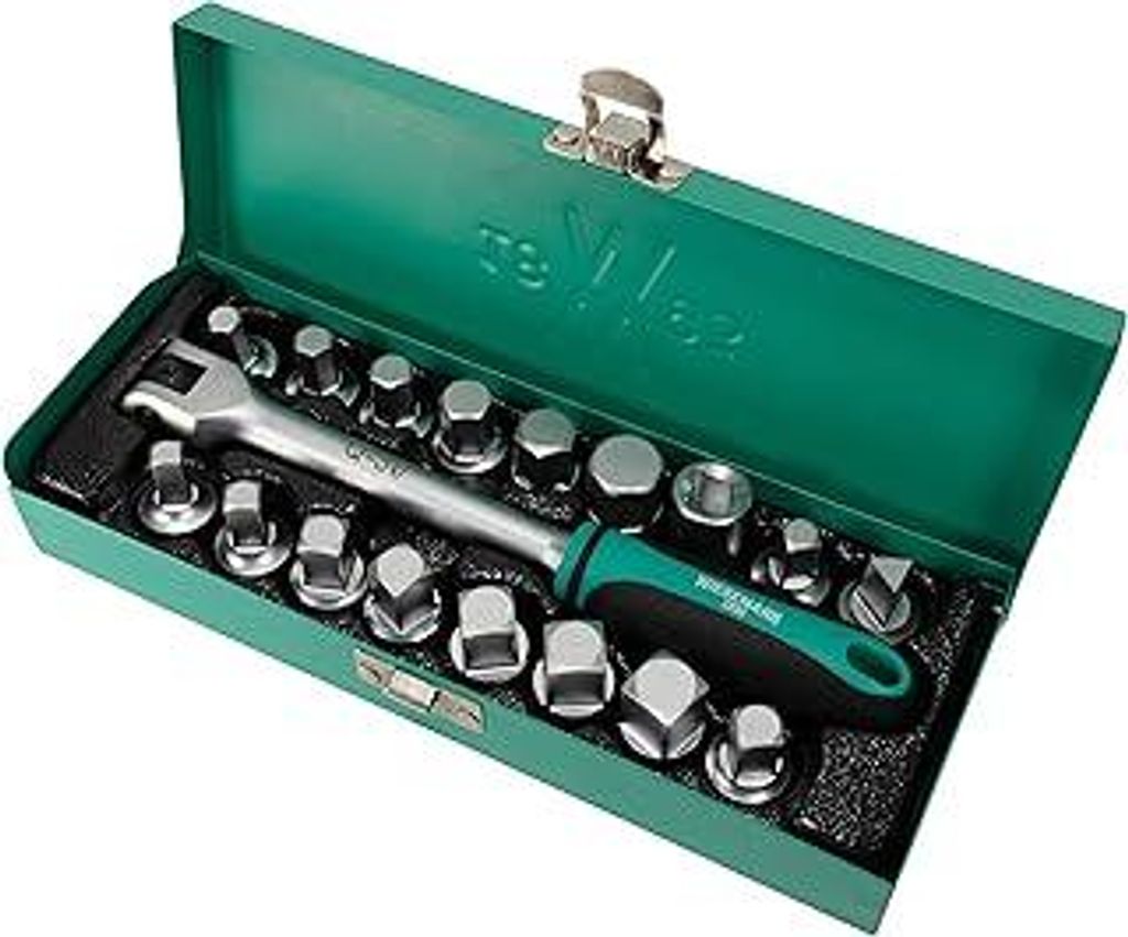 Ölablassschrauben Set 18tlg. für Ölablass-Schrauben inkl. Griff 3/8 extra umfangreich I mit praktischem Metallkoffer von WIESEMANN I 80232