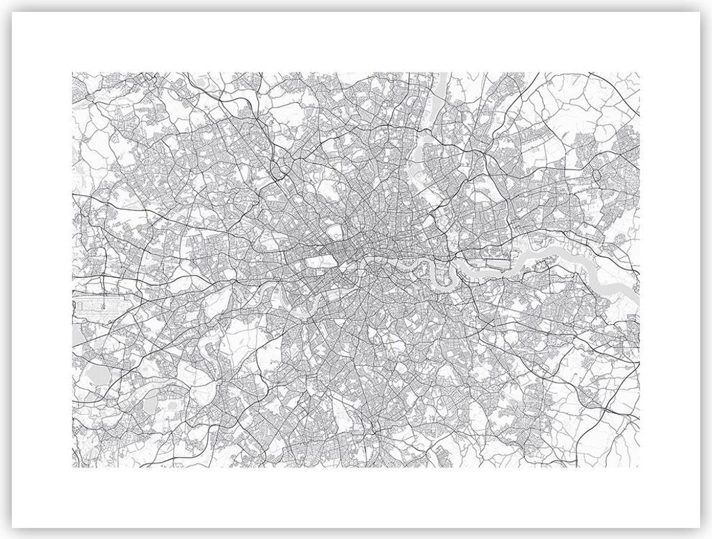 Poster - Poster ohne Rahmen - Stadt Karte London - 40x30 cm - Wand Bild - Wanddeko - Wandbilder - Kunstposter - Wandposter - Bilder - Kunstdruck - ...