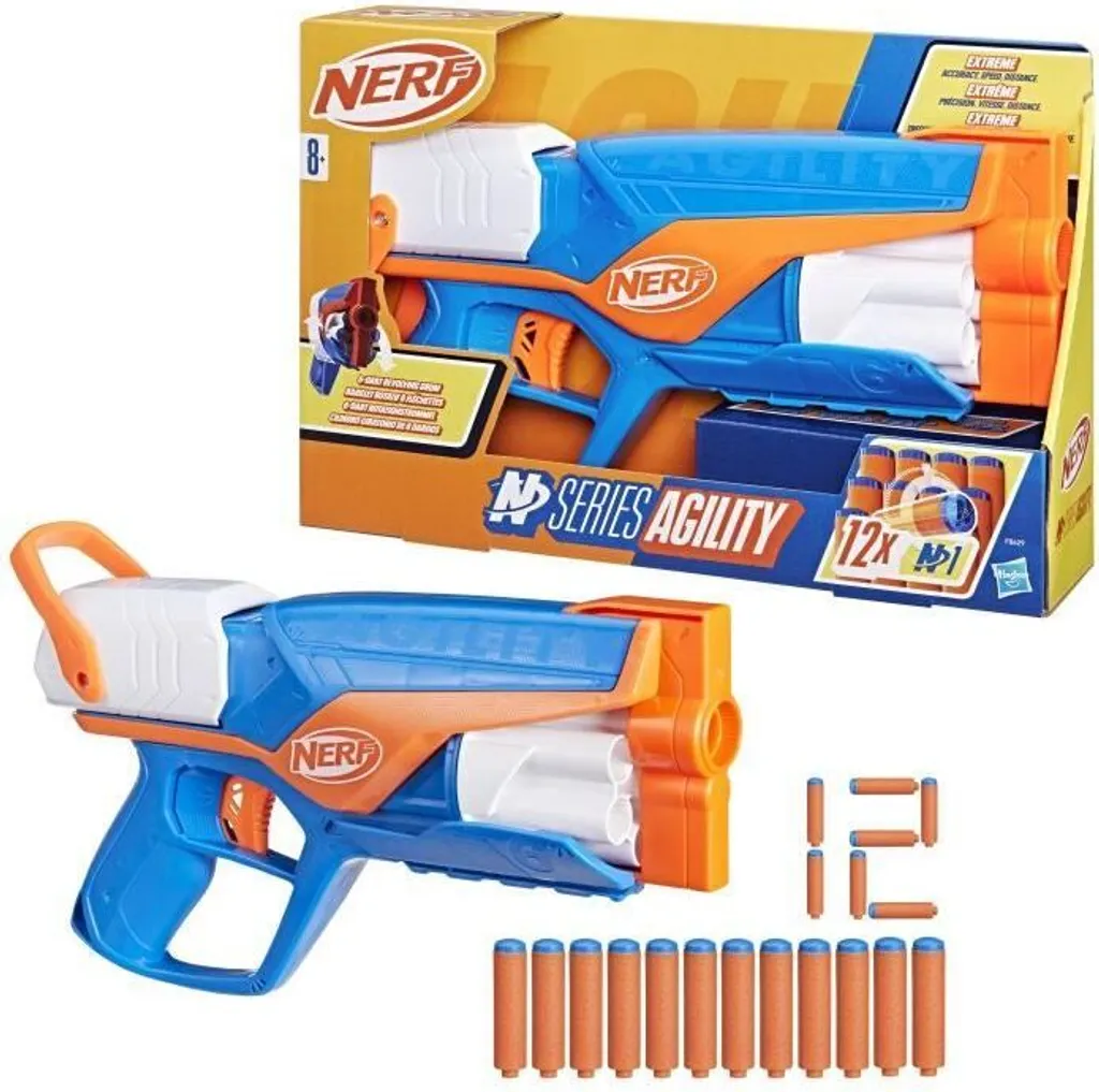 Nerf N Series Agility Blaster avec 12 Fléchettes N1 et Barillet 6 Coups
