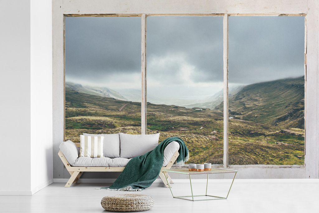 MuchoWow Fototapete für Wohnzimmer oder Schlafzimmer Wandtapete Vinyl Motivtapete Durchsichtig - Natur - Grau - 600x400 cm - Vinyltapeten