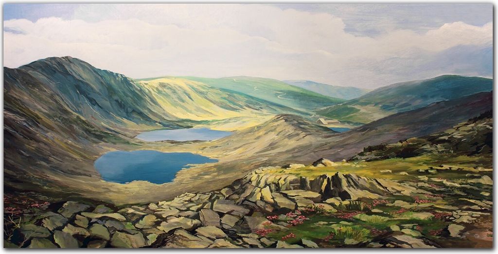 Coloray Bild aus Acryl 140 cm x 70 cm - Gehärtetes Acryl Bild auf Acrylglas Wohnzimmer Küche Dekoration Wanddekoration - See Landschaft Berge