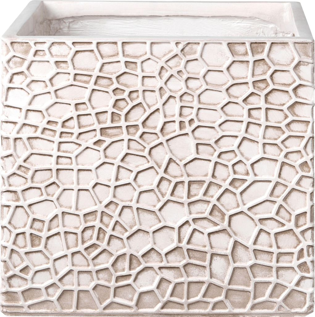 BELIANI Blumentopf Hellbeige Lehm-Faser-Mischung Quadratisch 44x44x38 cm Modernes Design Großer Blumenkübel Übertopf Pflanzgefäß Indoor & Outdoor