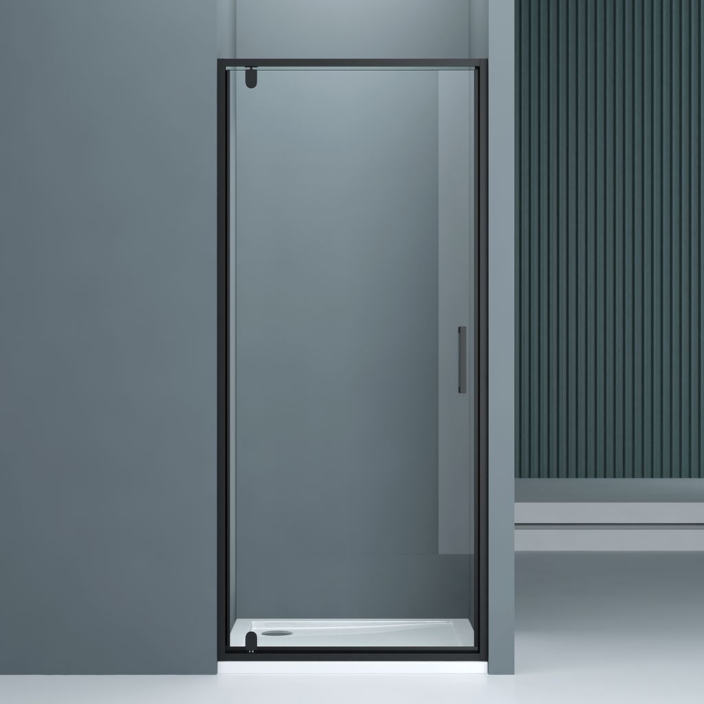 doporro Nischentür Duschabtrennung 90x200cm Duschtür ESG-Sicherheitsglas Nischentür Klarglas Duschwand schwarz inkl. Nano-Beschichtung Teramo61K