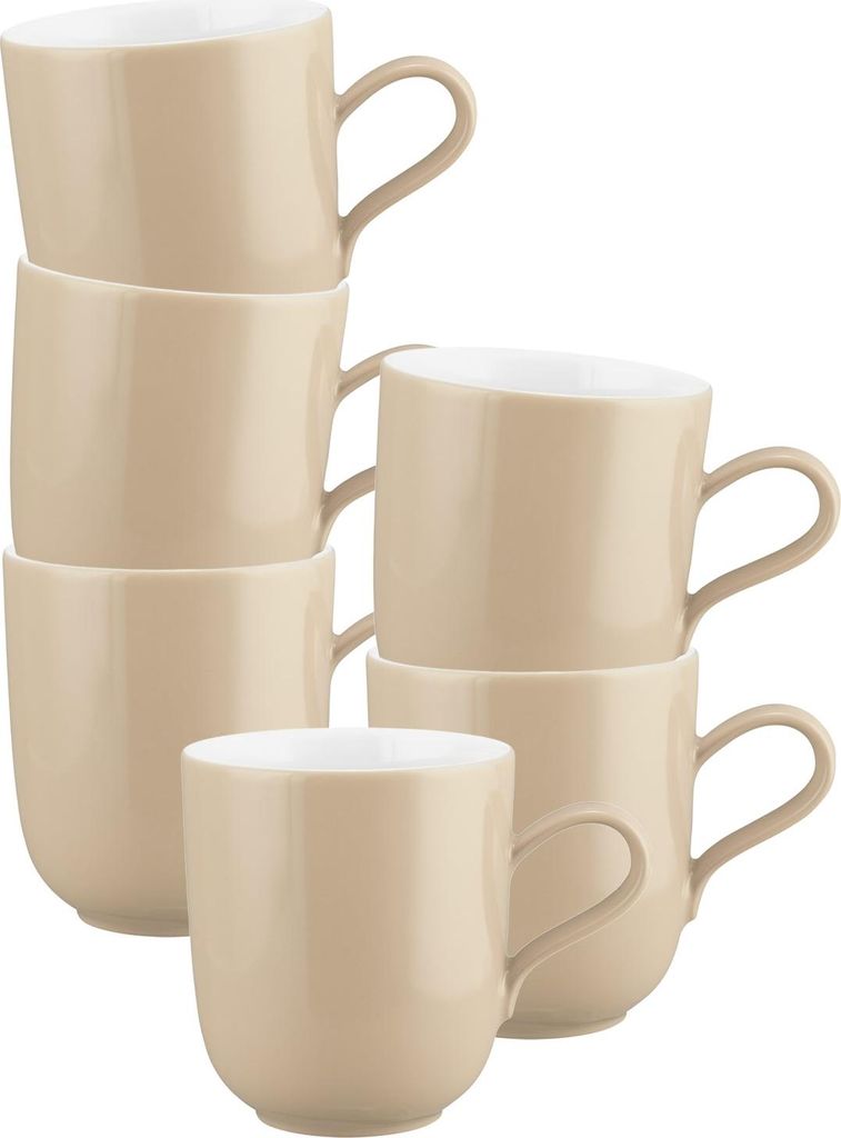 Seltmann Weiden Liberty Pure Colors Henkelbecher 400 ml 6er Set - Dusty Beige